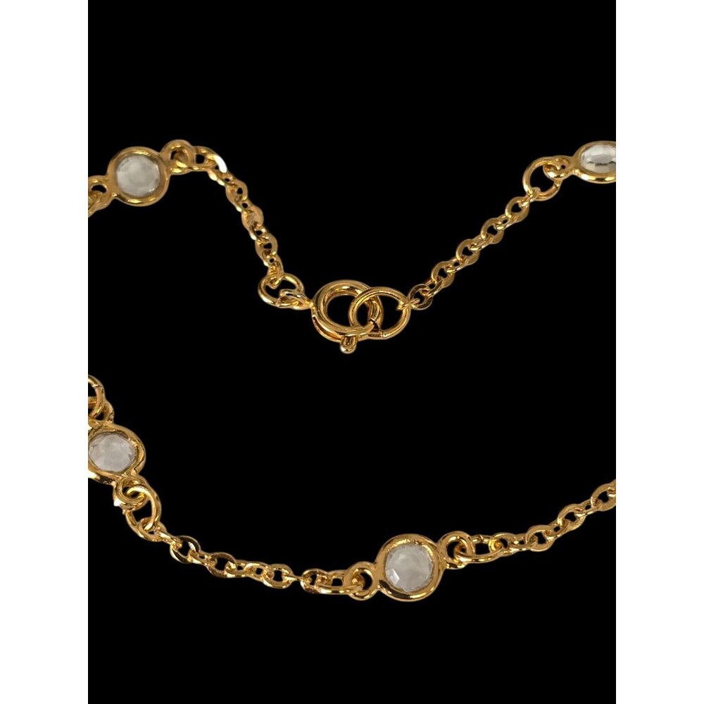 Delicate Facets Bracelet Small By Avon 1988 Gold-Tone Chain With Clear Crystal A - Picture 13 of 14